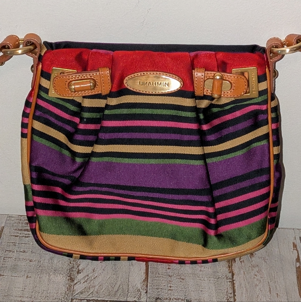 Vintage Brahmin Striped Shoulder Bag